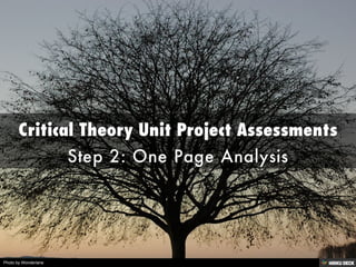 Critical Theory Unit Project Assessments  Step 2: One Page Analysis 