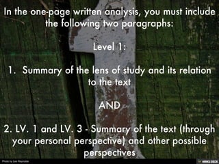 Critical Theory Unit Project Assessments