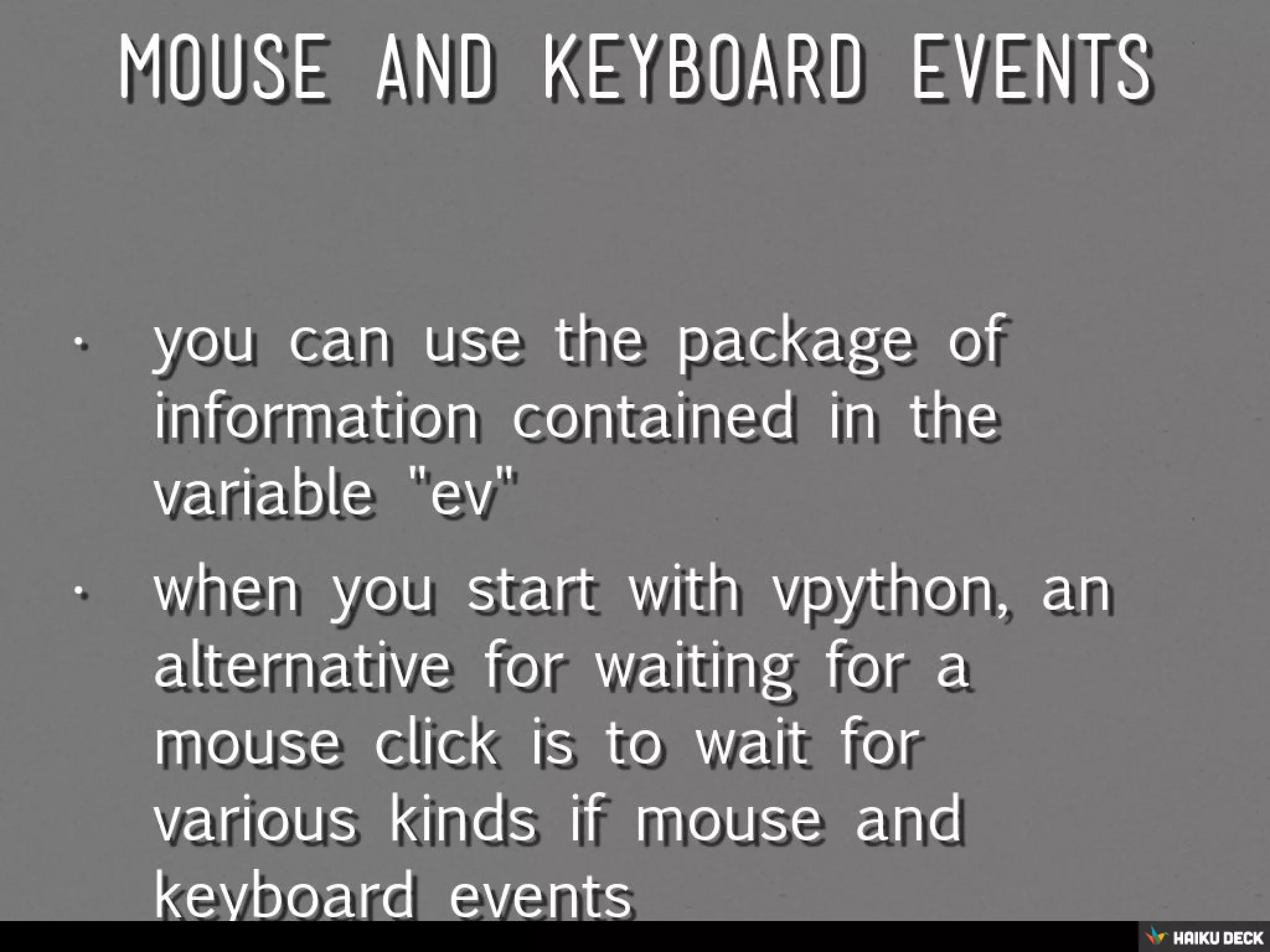 keyboard and mouse events in python | PPT