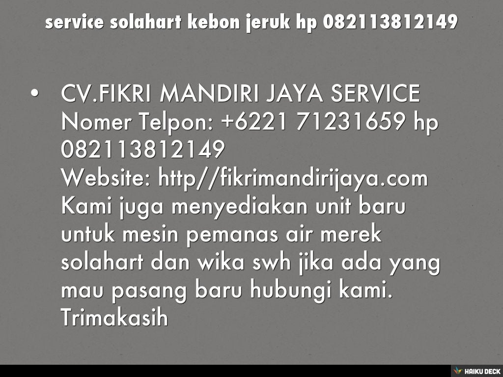 service solahart kebon jeruk hp 082113812149