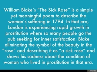 Women's Suffering Portrayed in "The Sick Rose"by William Blake