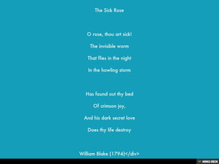 Women's Suffering Portrayed in "The Sick Rose"by William Blake