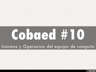 Cobaed #10  Insumos y Operacion del equipo de computo 