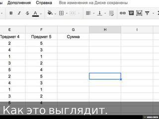 Решение задачи с помощью таблиц Google.