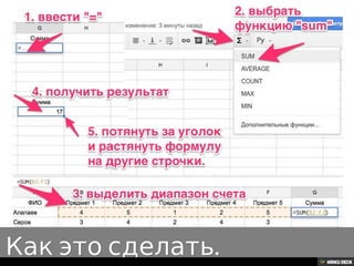 Решение задачи с помощью таблиц Google.