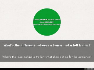 What's the difference between a teaser and a full trailer?  What's the idea behind a trailer, what should it do for the audience? 