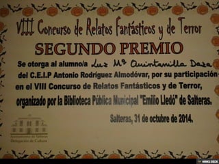 Segundo premio relatos de terror