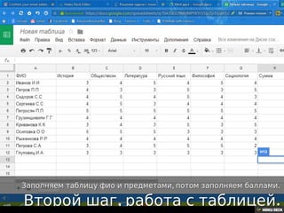Решение задачи с помощью Google таблиц.