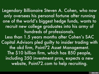 Billionaire Steve Cohen eyes college graduates for his firm
