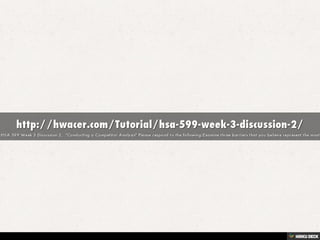 HSA 599 WEEK 3 DISCUSSION 2