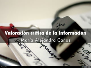 Valoración crítica de la Información  María Alejandra Cañas 