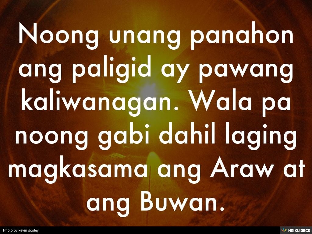 Alamat ng Araw, Buwan at mga Bituin