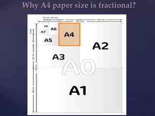 {
Why A4 paper size is fractional?
 