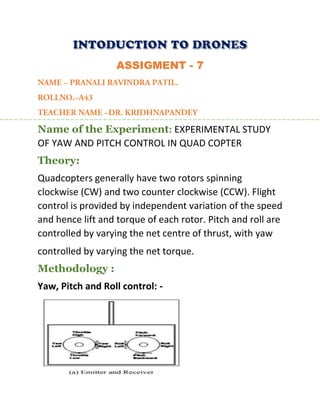 study of yaw and pitch control in quad copter | PDF