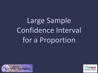 Large Sample
Confidence Interval
for a Proportion
 