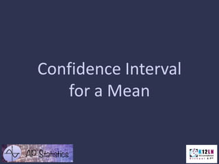 Confidence Interval
for a Mean
 