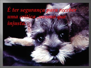 É ter segurança para receber uma crítica ,mesmo que injusta. 