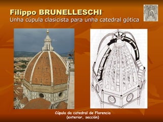 Filippo BRUNELLESCHI Unha cúpula clasicista para unha catedral gótica Cúpula da catedral de Florencia (exterior, sección) 