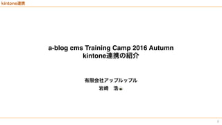 🍙
a-blog cms Training Camp 2016 Autumn
kintone
 