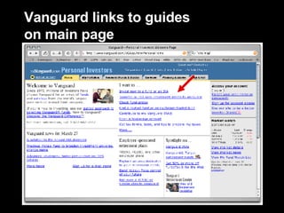 Vanguard links to guides  on main page 