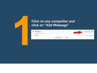 Click on any competitor and
click on “Add Webpage”
1
 