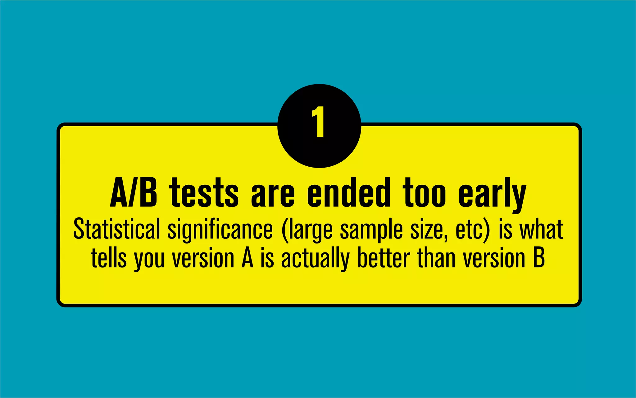 1
1

A/B tests are ended too early 
Statistical significance (large sample size, etc) is what
tells you version A is actually better than version B

 