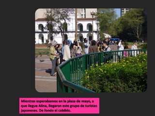 Mientras esperabamos en la plaza de mayo, a que llegue Alina, llegaron este grupo de turistas japoneses. De fondo el cabildo.