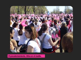 El precalentamiento. Alina en el medio.