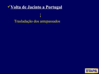 Volta de Jacinto a Portugal Trasladação dos antepassados 