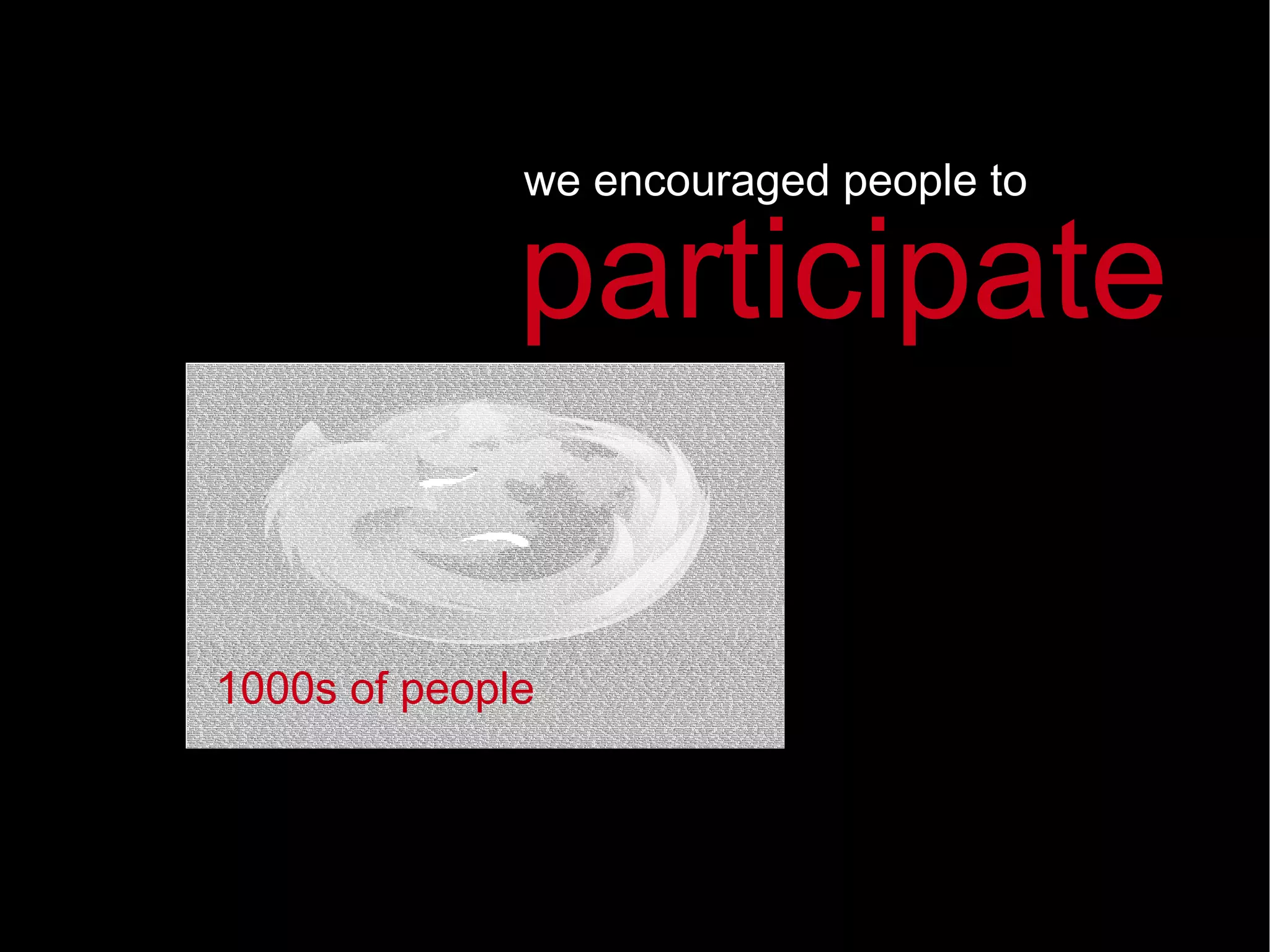 we encouraged people to 1000s of people participate 