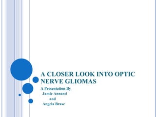 A CLOSER LOOK INTO OPTIC NERVE GLIOMAS A Presentation By  Jamie Annand  and  Angela Brasz 