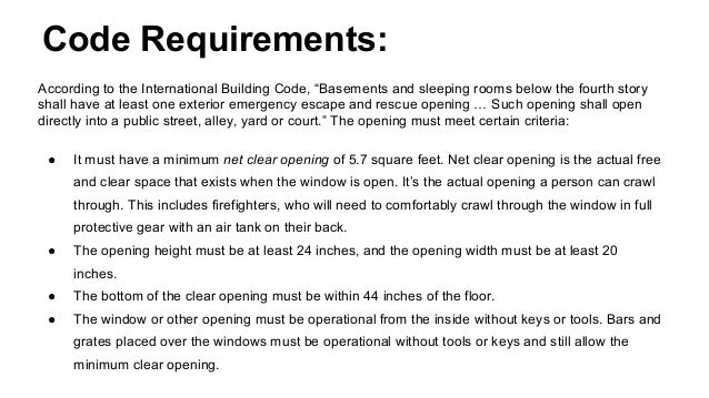 What are the building code requirements for basement egress windows?