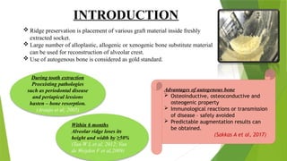Alveolar ridge preservation with dentin autogenous bone graft | PPTX