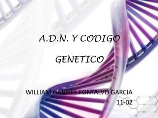 A.D.N. Y CODIGO

        GENETICO


WILLIAM GABRIEL FONTALVO GARCIA
                          11-02
 