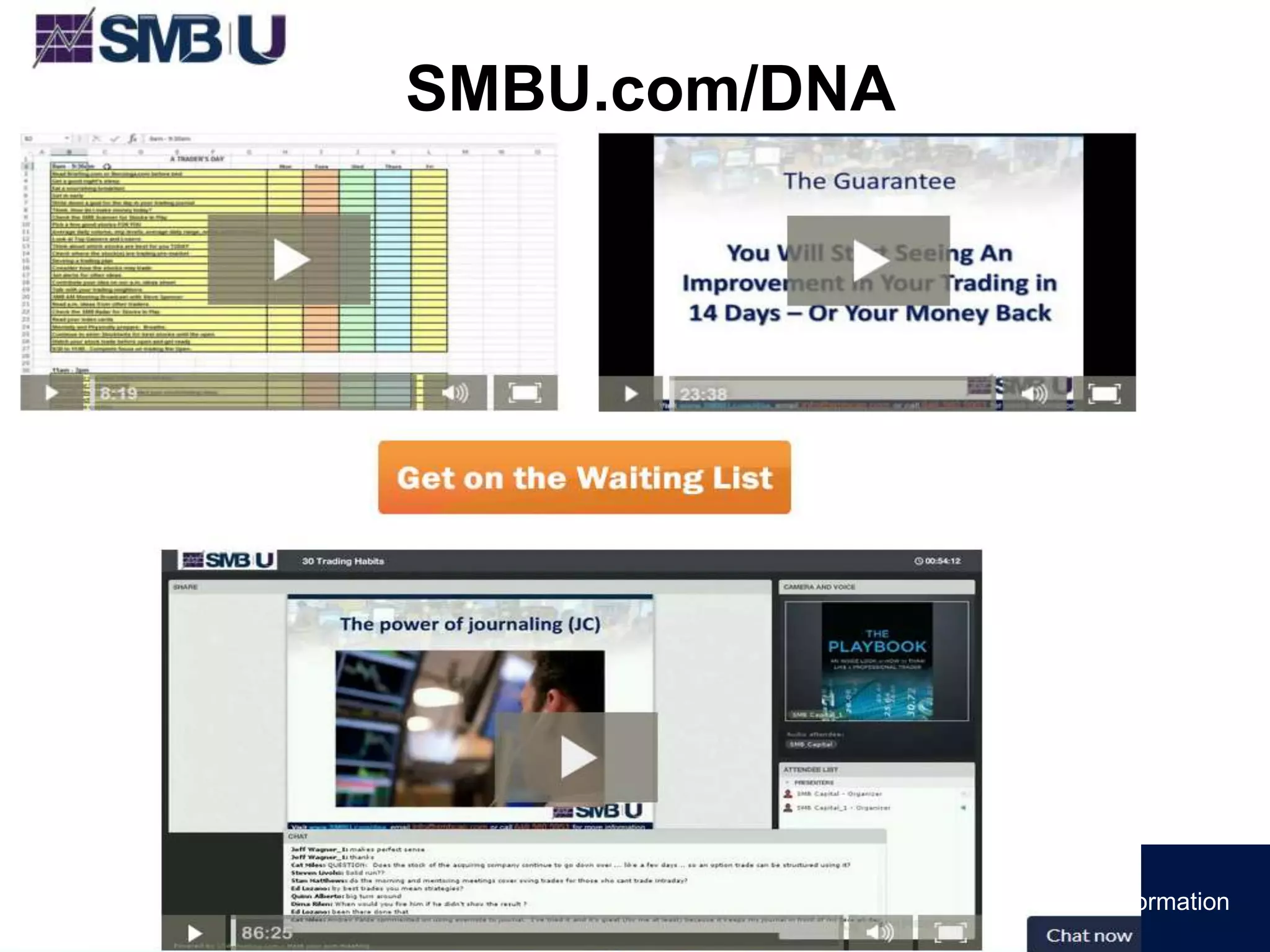 Visit www.smbu.com/premium, email info@smbcap.com or call 646.560.5953 for more informationVisit www.smbu.com/premium, email info@smbcap.com or call 646.560.5953 for more information
SMBU.com/DNA
 