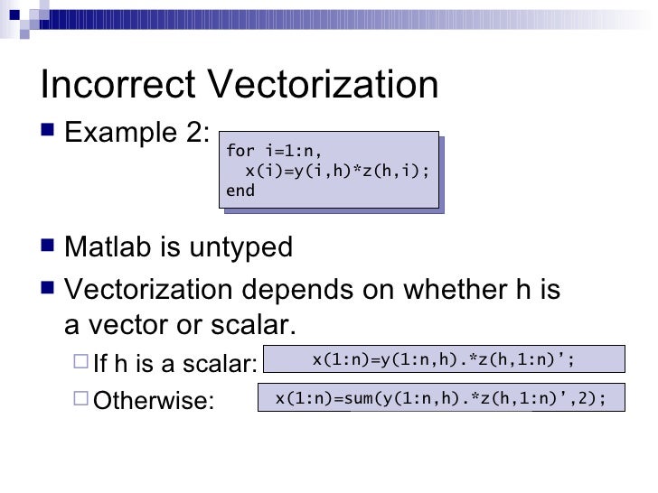 Matlab For Loop Vectorization Example – EHNCA