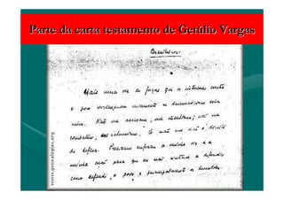 Parte da carta testamento de GetParte da carta testamento de Getúúlio Vargaslio Vargas
 