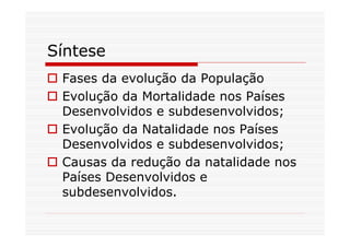 A Evolucao Da Populacao