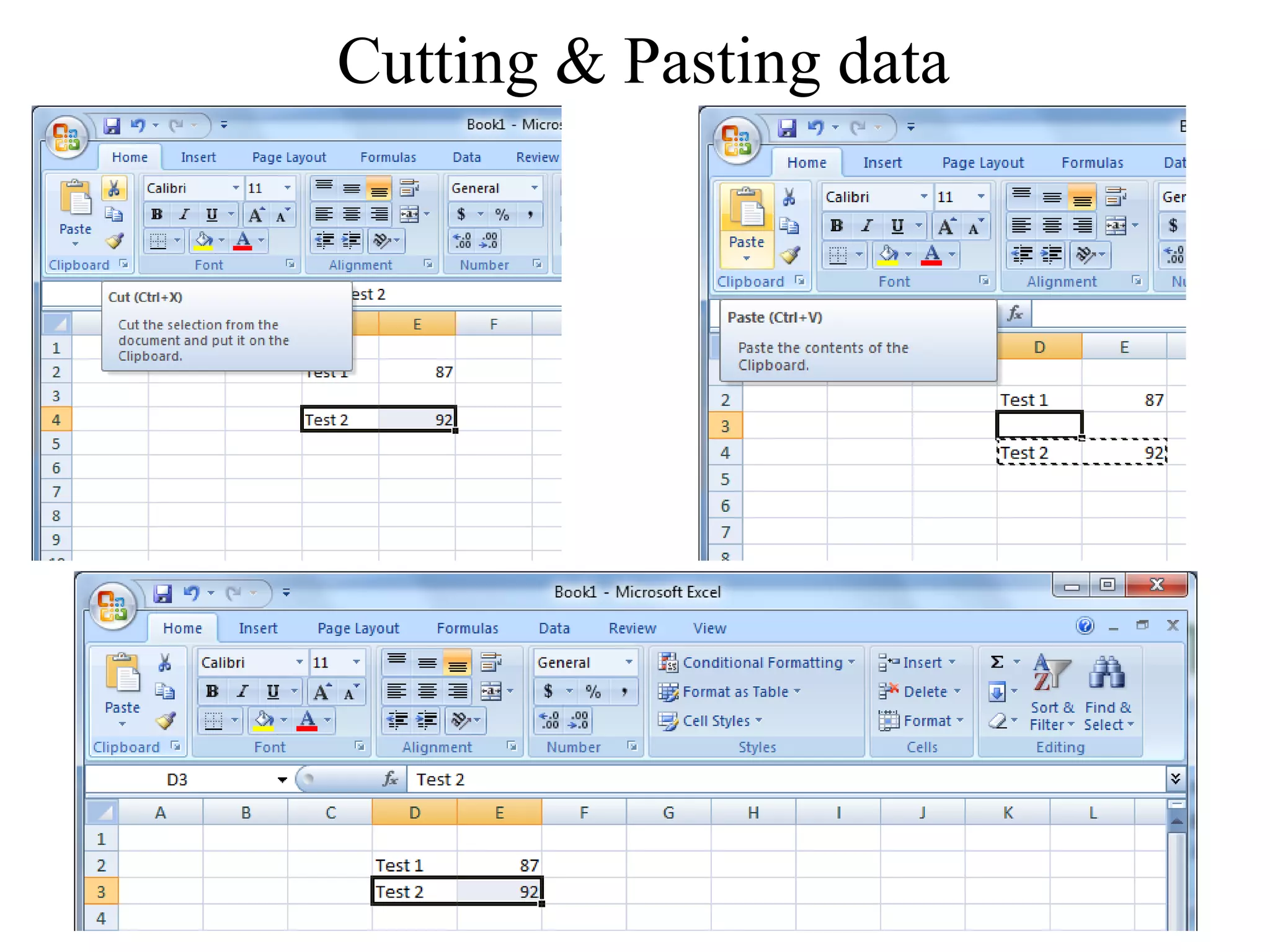 Cutting & Pasting data
 