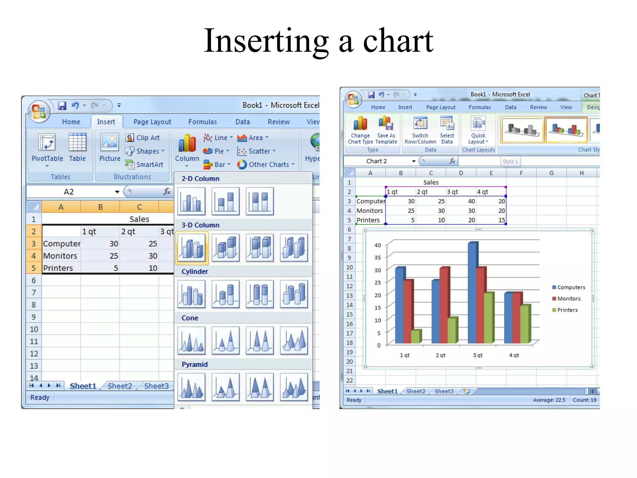 Inserting a chart
 