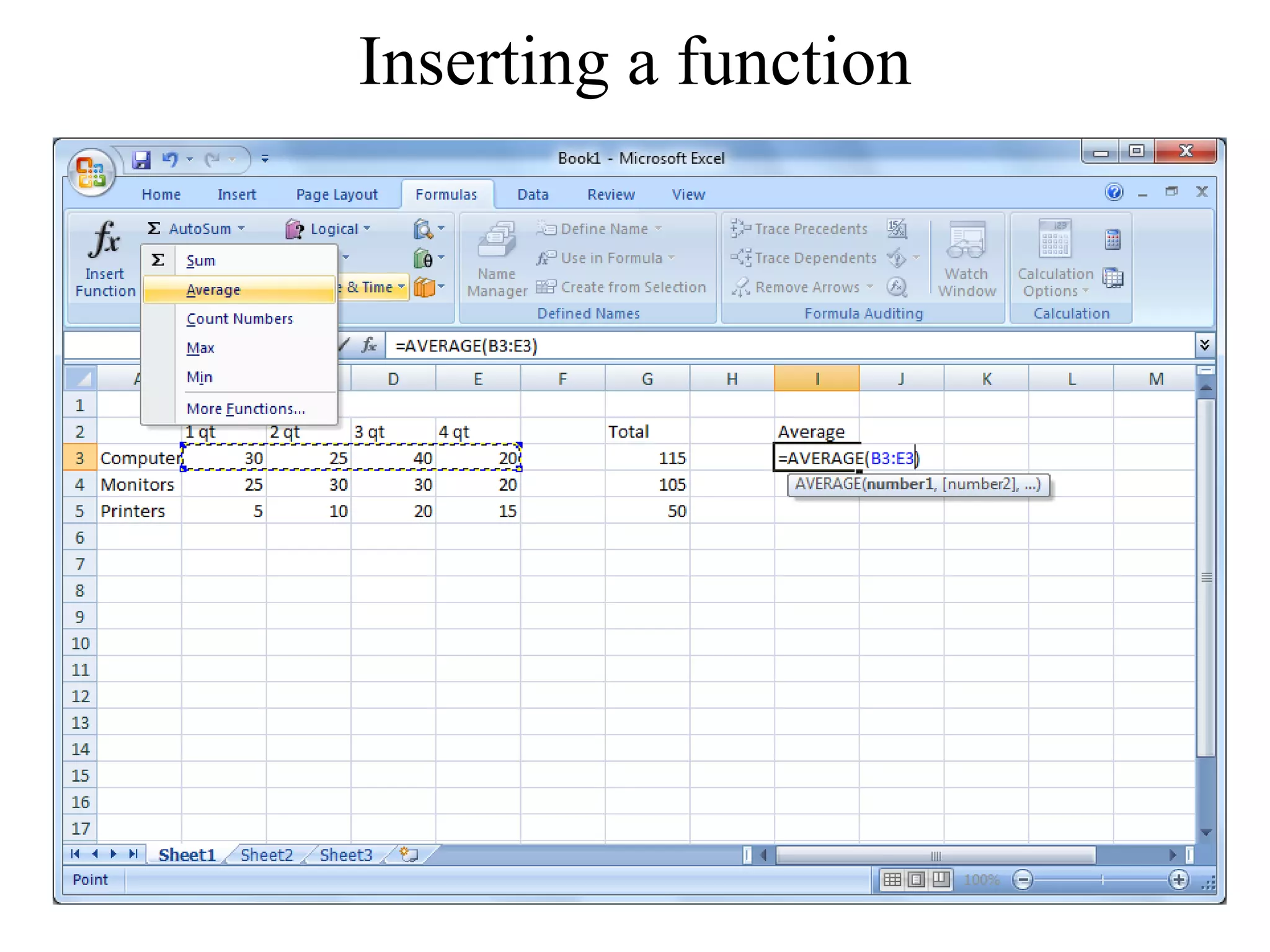 Inserting a function
 