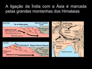 A ligação da Índia com a Ásia é marcada pelas grandes montanhas dos Himalaias 