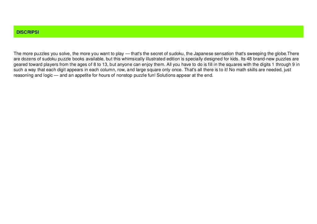  RECOMMENDATION A First Sudoku Book Ebook