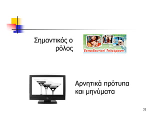 Σηµαντικός ο
      ρόλος




               Αρνητικά πρότυπα
               και µηνύµατα

                                  31
 
