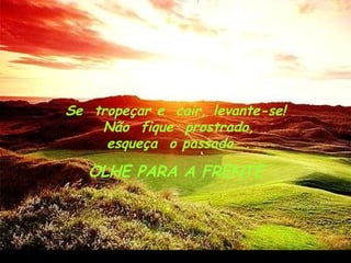 Se  tropeçar e  cair, levante-se!  Não  fique  prostrado,  esqueça  o passado... OLHE PARA A FRENTE 
