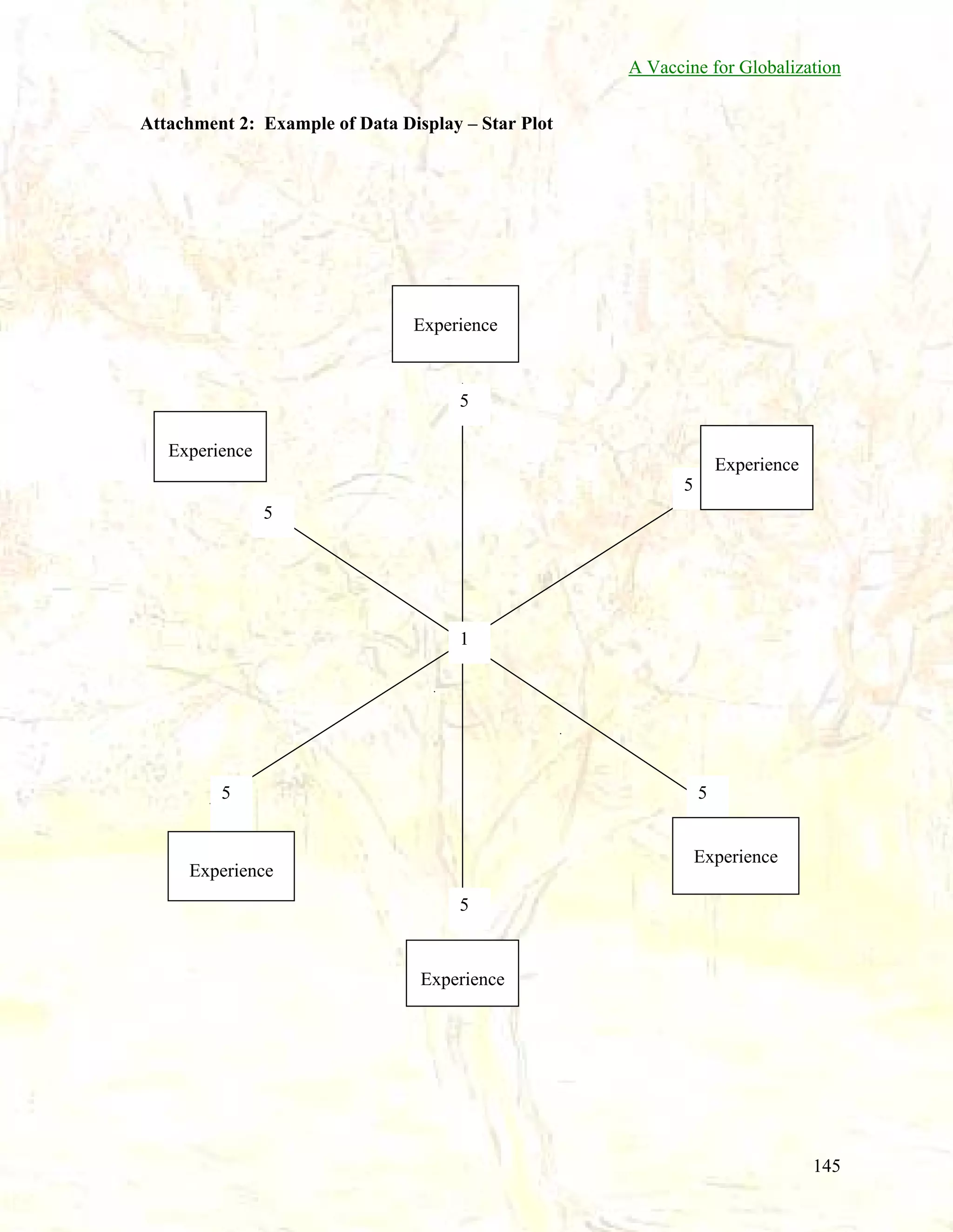 A Vaccine for Globalization
Attachment 2: Example of Data Display – Star Plot

Experience

5
Experience

Experience
5
5

1

5

5

Experience

Experience
5

Experience

145

 