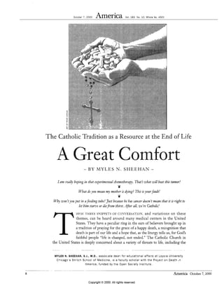 A  Great  Comfort  Catholic  Perspective Of  Endl Of  Life