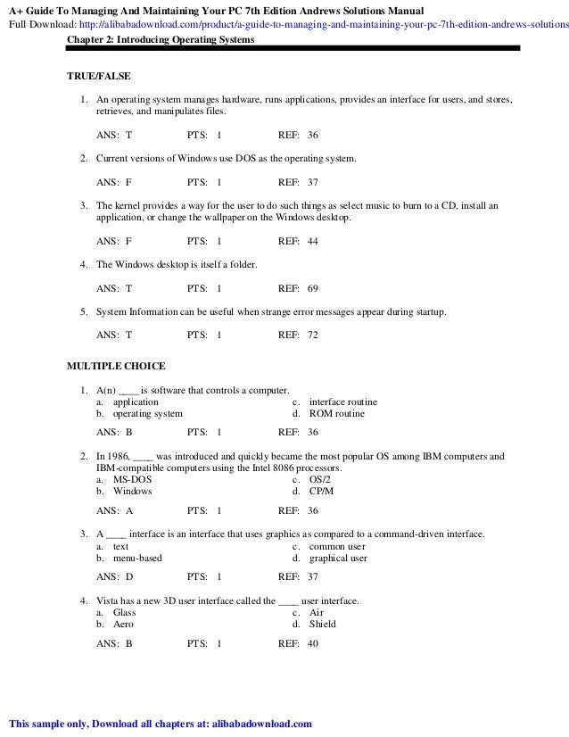 A Guide To Managing And Maintaining Your Pc 7th Edition Andrews Solu