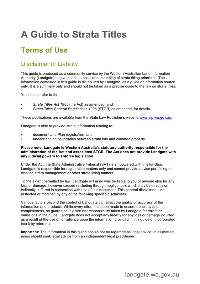 A Guide to Strata Titles in WA | PDF
