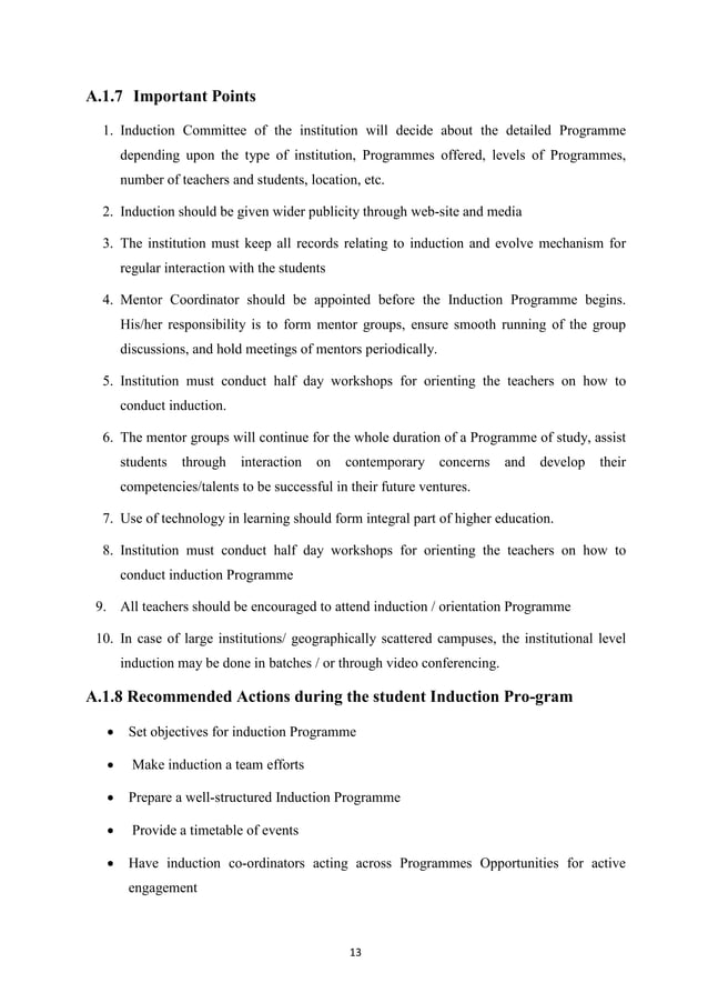 A guide to student induction programme by ugc